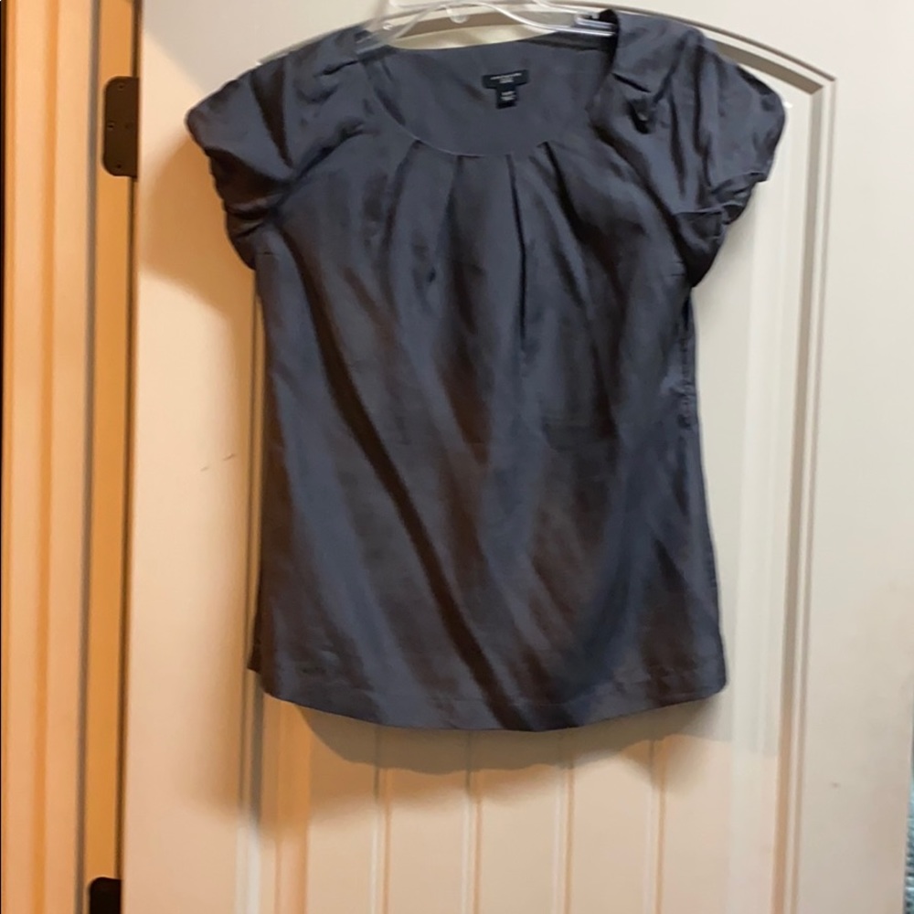 Ann Taylor Charcoal Gray Silk Blouse
